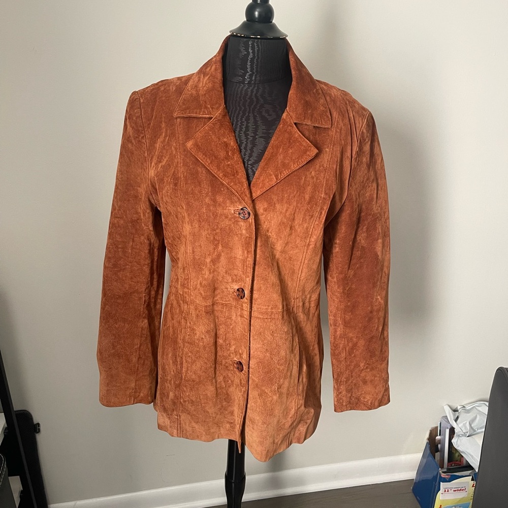 Brandon Thomas Women's Leather Suede Blazer - Warm Brown